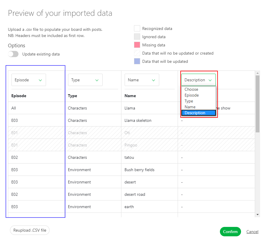 Import data copy paste data