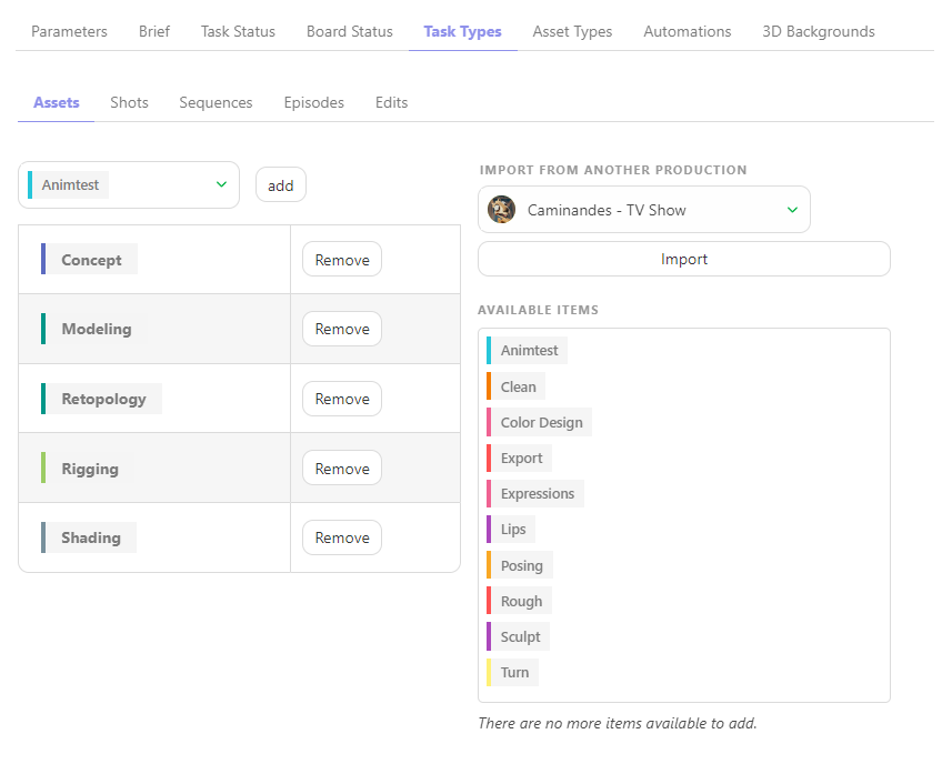 Setting Task Type new